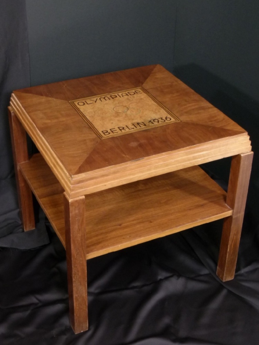 For sale: OLYMPIADE 1936 TABLE BASSE  MARQUETERIE DE BOIS