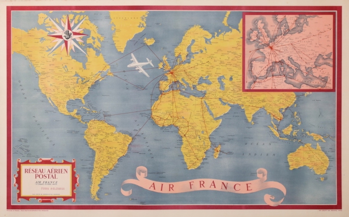 For sale: AIR FRANCE PLANISPHERE RESAU AERIEN POSTAL