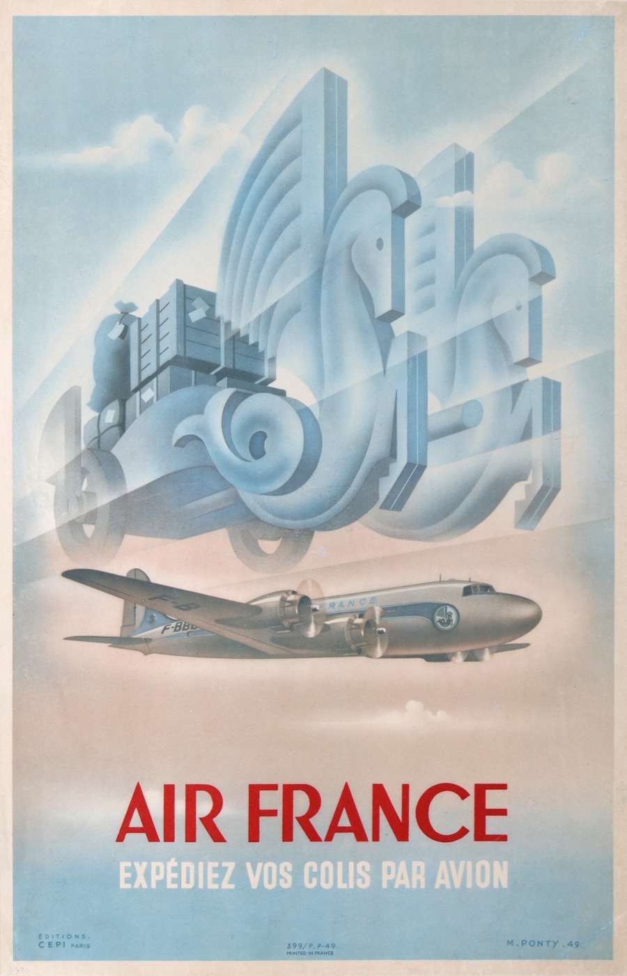 Ponty Air France Expediez Vos Colis Par Avion Original Vintage Airplane Poster Ebay Ponty Air France Expediez Vos Colis Par Avion Original Vintage Airplane Poster Ebay