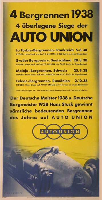 For sale: AUTO UNION 4 BERGRENNEN 1938