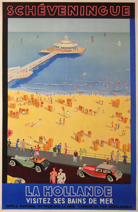 For sale: SCHEVENINGUE - BAINS DE MER EN HOLLANDE affiche ancienne