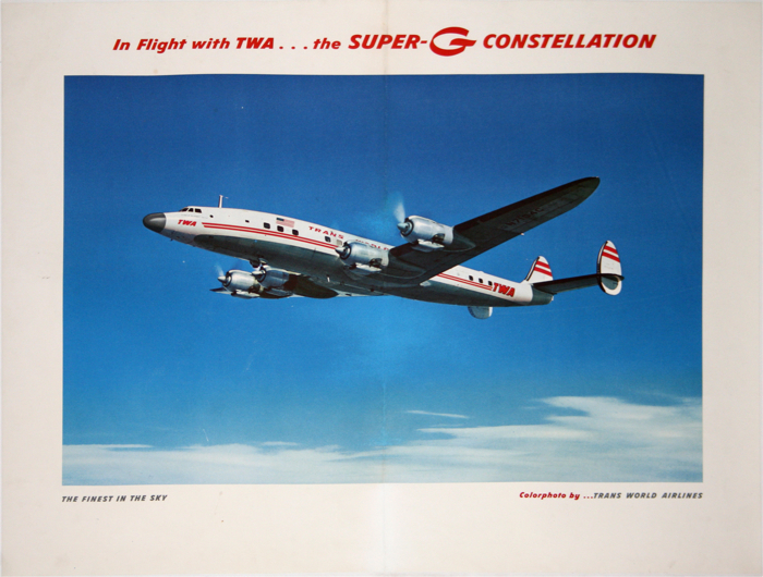 For sale: AFFICHE ANCIENNE TWA SUPER G CONSTELLATION TRANS WORLD AIRLINES
