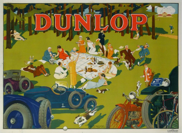 For sale: AFFICHE ANCIENNE POUR LES PNEUS DUNLOP - LE PICNIQUE