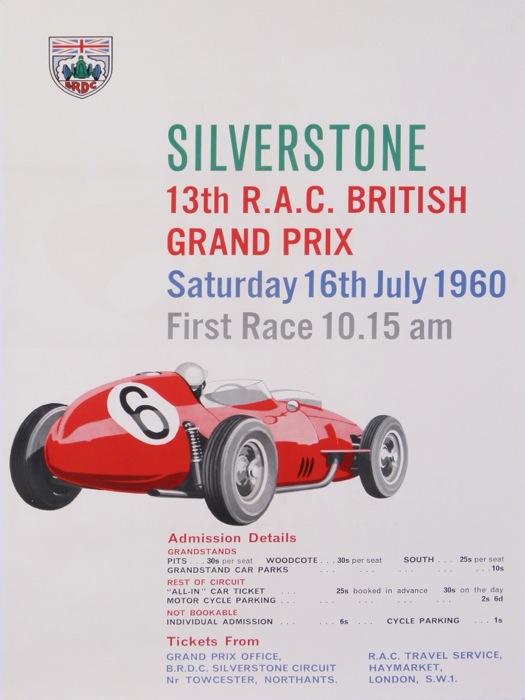 For sale: GRAND PRIX DE SILVERSTONE 13 R.A.C  BRITISH SATURDAY 16TH  1960 FIRTH RACE