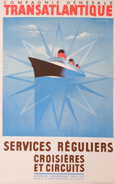 For sale: NORMANDIE Cie Gle TRANSATLANTIQUE SERVICES REGULIERS CROISIERE AMERIQUE NORD