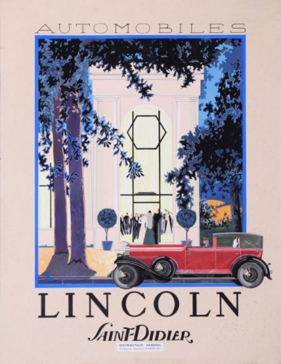 For sale: LINCOLN AUTOMOBILES SAINT-DIDIER  GOUACHE  PROJET  D'AFFICHE 2