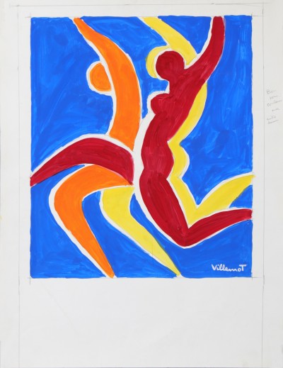 For sale: LA FETE DE L AFFICHE Gouache originale signée - Original signed water painting M