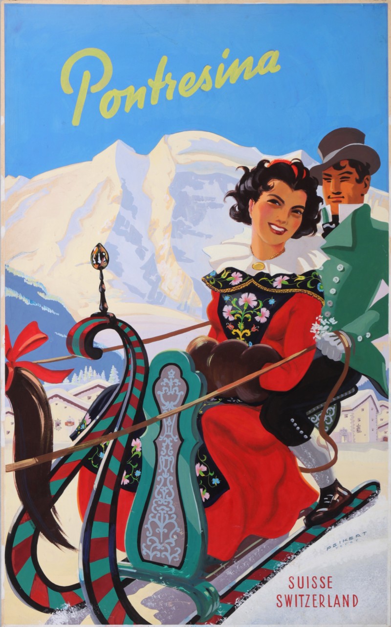 For sale: VEVEY PONTRESINA  ENGADIN SUISSE SWITZERLAND ORIGINAL PROJECT OF THE POSTER