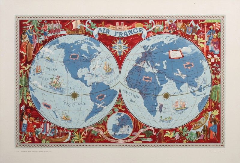 For sale: AIR FRANCE PLANISPHERE SUR LES AILES D'AIR FRANCE DECOUVREZ LE MONDE