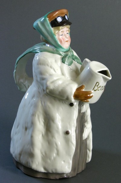 For sale: CHOCOLATIERE FEMME CHAUFFEUR BENZIN FAIENCE POLYCHROME