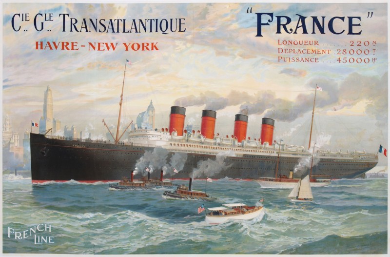 For sale: RÉSERVÉE !!! -----Cie Gle TRANSATLANTIQUE FRENCH LINE PAQUEBOT FRANCE HAVRE-NEW YORK