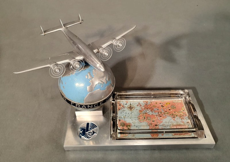 For sale: CENDRIER MAPPEMONDE AIR FRANCE  RARE 1ere Version AVEC DECALCOMANIE M.M.E  ET LOGO AF BLEU