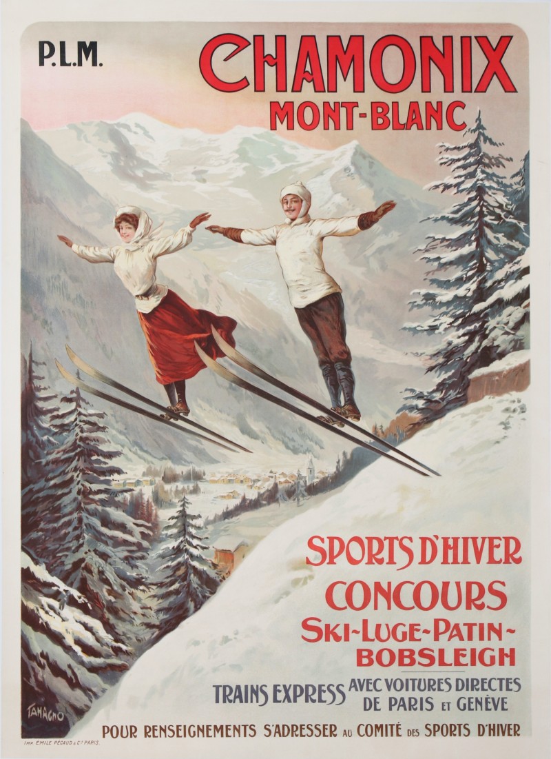 For sale: Sold - CHAMONIX MONT-BLANC SPORTS D'HIVER  CONCOURS SKI LUGE PATIN ET BOBSLEIGH