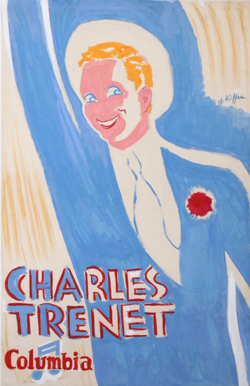 For sale: CHARLES TRENET MAQUETTE ORIGINALE DE L'AFFICHE COLUMBIA DISQUES