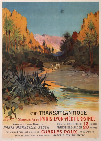For sale: Cie Gle TRANSATLANTIQUE TRAINS PLM GORGES  D'EL KANTARA PARIS MARSEILLE 12h MARSEILLE ALGER 20h