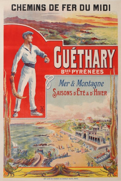 For sale: GUETHARY CHEMINS DE FER DU MIDI  BASSES PYRENEES PELOTE BASQUE