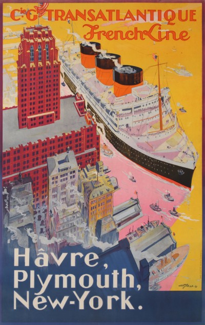 For sale: Cie Gle TRANSATLANTIQUE FRENCH LINE HAVRE, PLYMOUTH, NEW-YORK