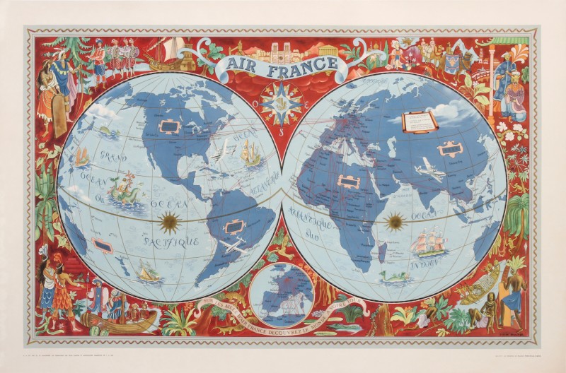 For sale: AIR FRANCE PLANISPHERE SUR LES AILES D AIR FRANCE DECOUVREZ LE MONDE A VOTRE TOUR