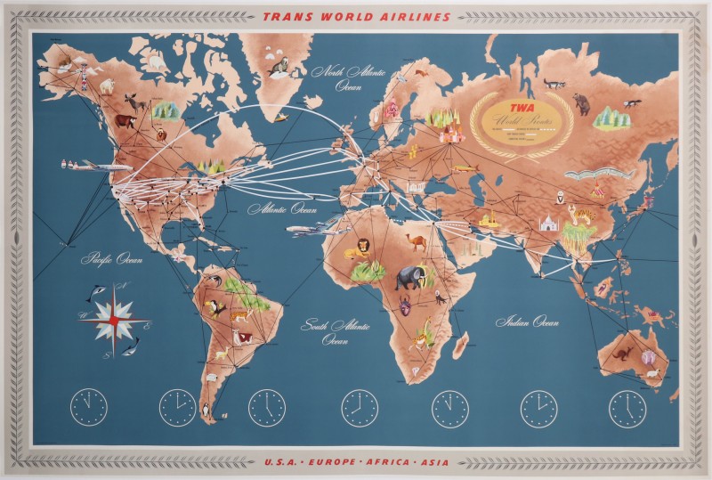 For sale: GRANDE PLANISPHERE TRANS WORLD AIRLINE TWA