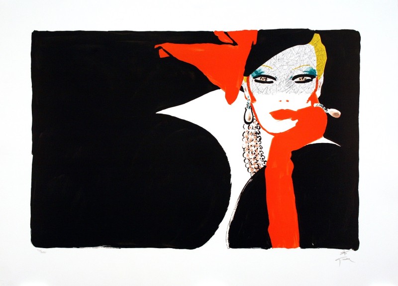 For sale: SEBA GLOVES (GANT ROUGE) LITHOGRAPHIE Hand signed in pencil with monogram - Numbered 155/300