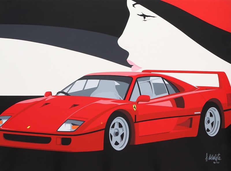 For sale: SIGNORA CON UNA FERRARI F40 - SIGNÉE À LA MAIN / NUMÉROTÉE