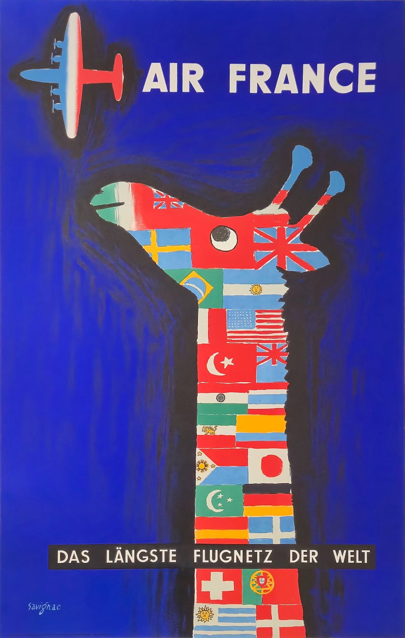 For sale: AIR FRANCE GIRAFE LE PLUS GRAND RESEAU AERIEN DU MONDE- DAS LÄNGSTE FLUGNETZ DER WEL