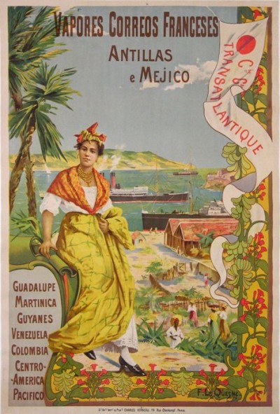 For sale: Cie Gal TRANSATLANTIQUE VAPORES CORREOS FRANCESES ANTILLES GUADELOUPE MARTINIQUE