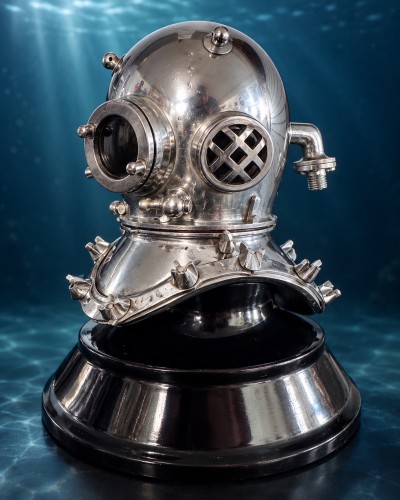 For sale: CASQUE DE SCAPHANDRIER MINIATURE – ARCHIMEDE ROMA – BRONZE NICKELÉ – SAÏGON, 1953