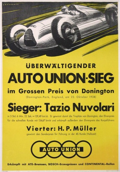 For sale: AUTO UNION SIEG in GROSSEN PREIS VON DONINGTON SIEGER TAZION NUVOLARI (pre-Audi)