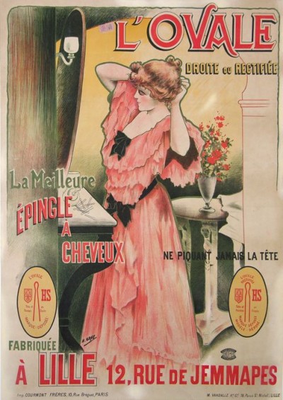 For sale: L'OVALE  LA MEILLEURE EPINGLE À CHEVEUX  affiche ancienne