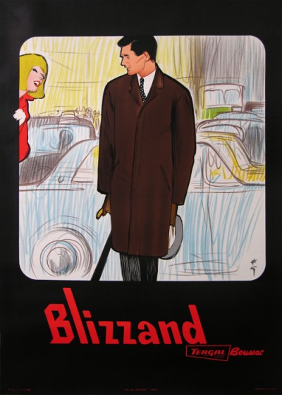 For sale: BLIZZAND L HOMME A L IMPERMÉABLE BRUN- AFFICHE ANCIENNE