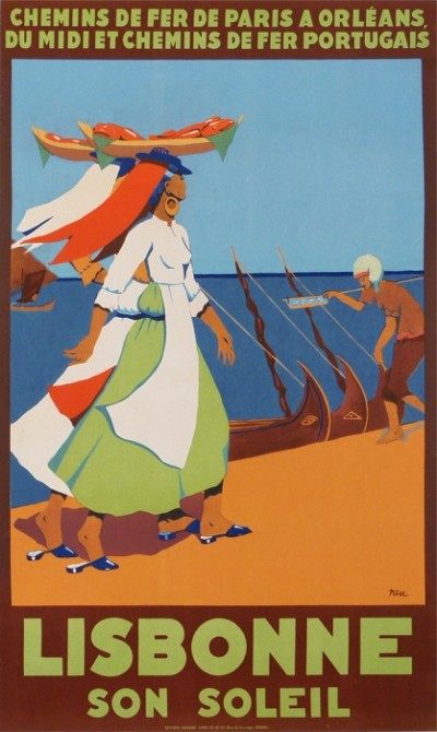 For sale: CHEMIN DE FER DE PARIS ORLEANS DU MIDI ET PORTUGAL LISBONNE - AFFICHE ANCIENNE