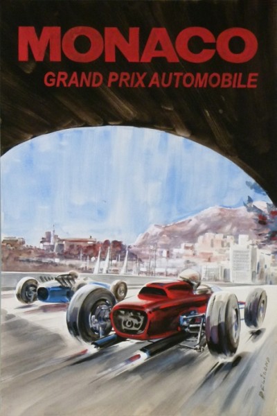 For sale: MAQUETTE GOUACHE MONACO GRAND PRIX AUTOMOBILE