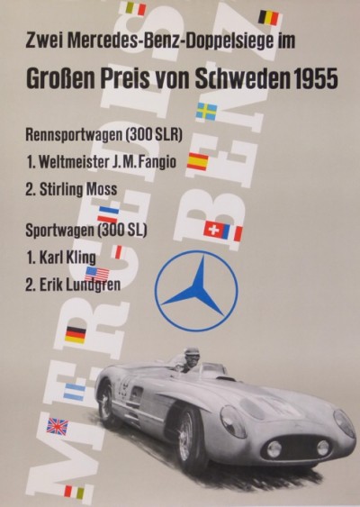 For sale: MERCEDES BENZ 300SLR GROSSEN PREIS VON SCHWEDEN 1955 WELTMEISTER MANUEL FANGIO