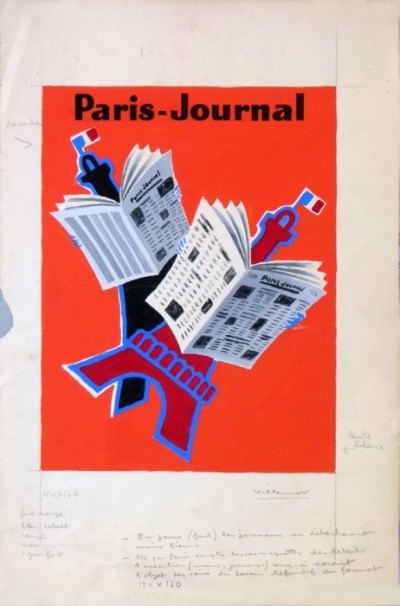 For sale: VILLEMOT MAQUETTE ORIGINALE  ETUDE PARIS JOURNAL  FRANCE SOIR